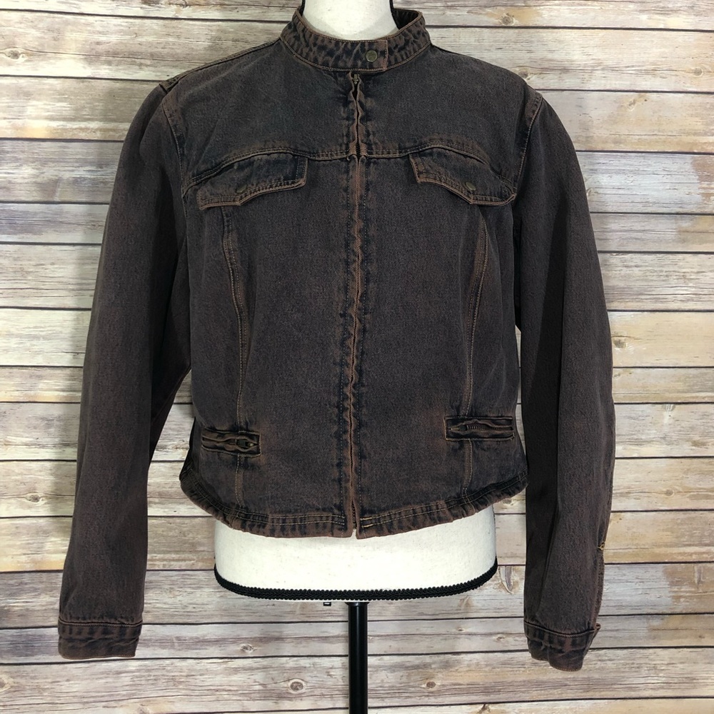 Newport News Jeanology Dark Brown Jean Jacket